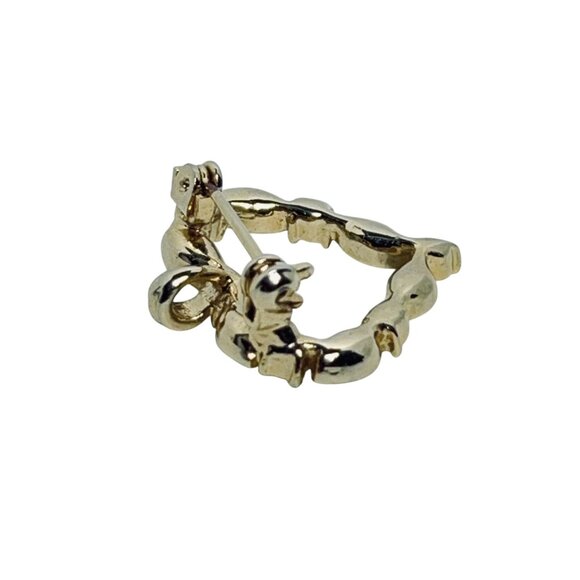 Vintage Gold Tone Green Marquise & Clear Rhinestone Heart Brooch/Pendant (5848) - Picture 6 of 6